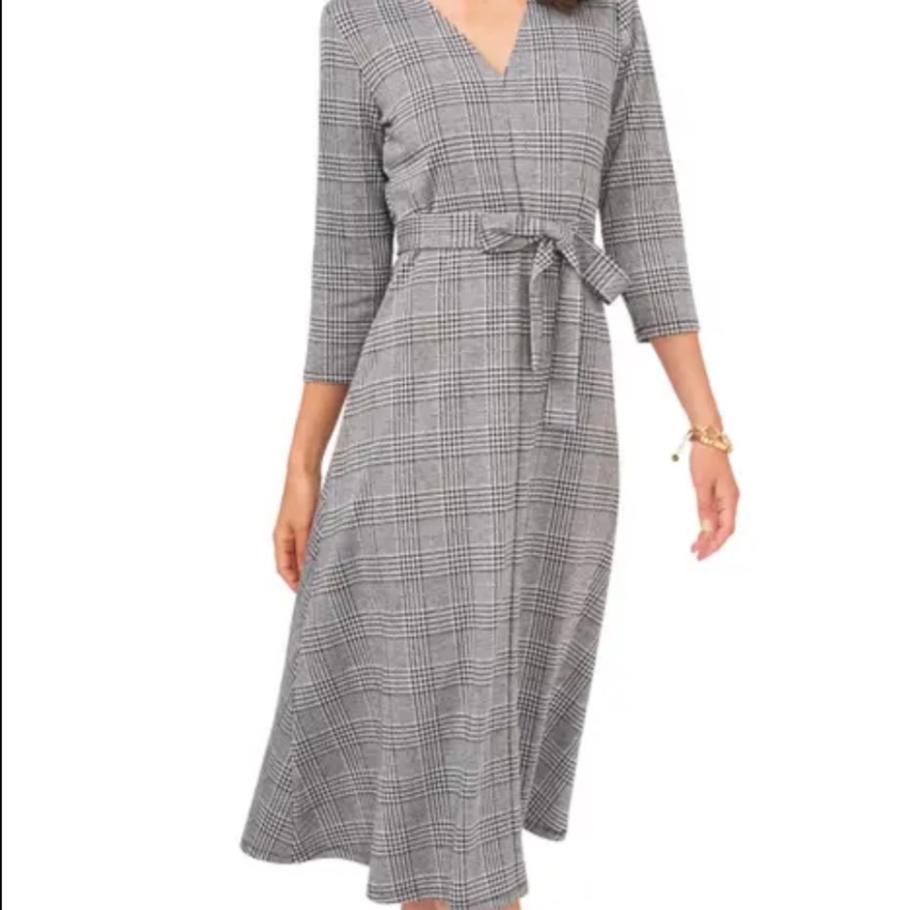 Chaus houndstooth jacquard midi dress